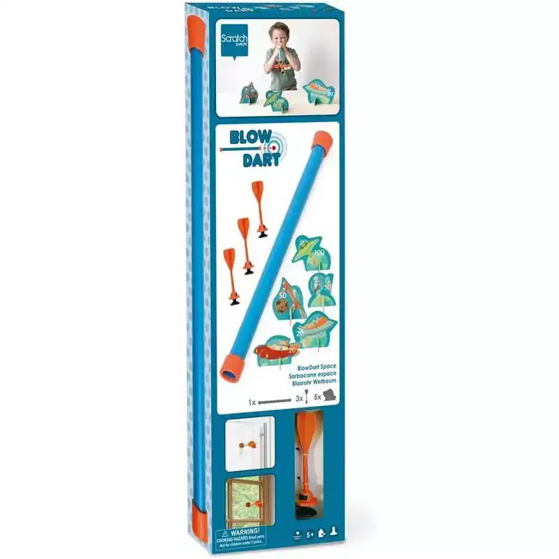 Scratch Europe Blow Dart  Space, Includes Blowpipe, 3 Suction-Cup Darts, 5 Themeds, Ages 5+