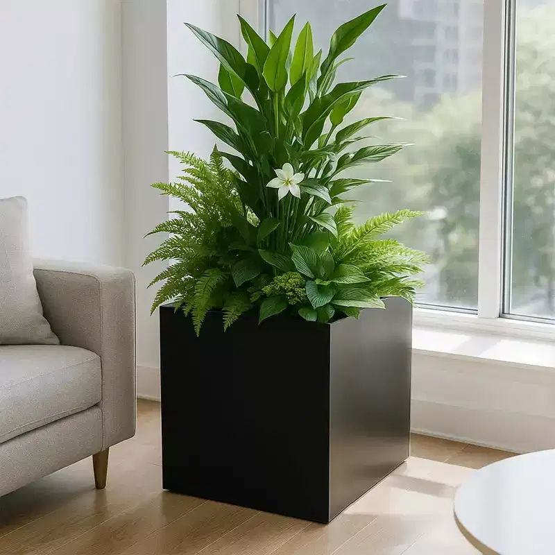 Kozyard Metal Rectangular Planter Box Steel Long Box Planter Powder Coated Steel with Partition Panel for Trees Plants Flowers