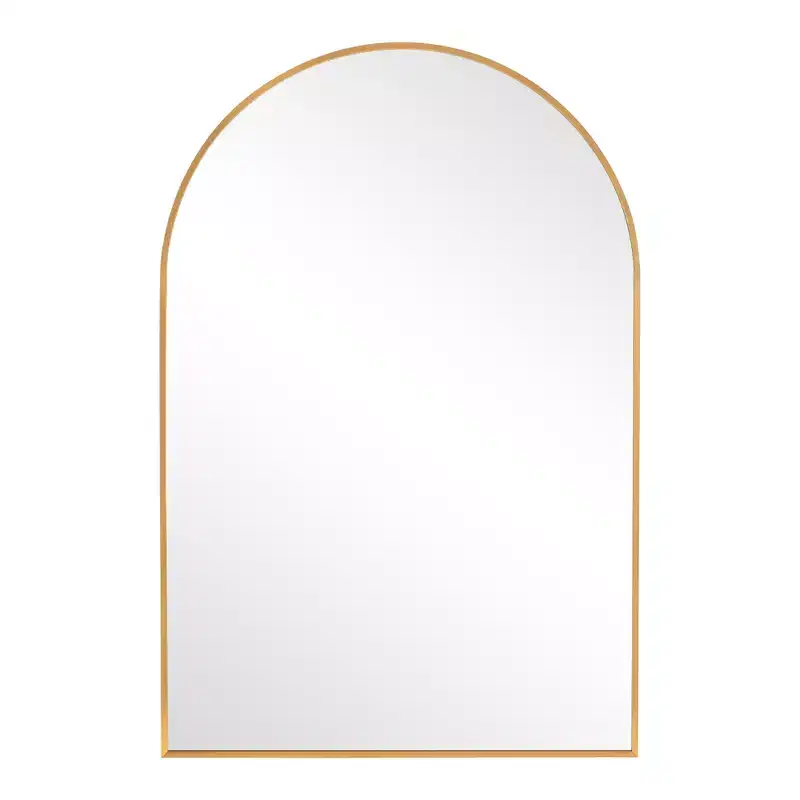 HomeRoots 36 Gold Metal Arch Framed Bathroom Vanity Mirror