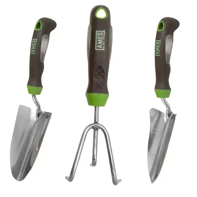 3-Piece Garden Tool Set - Hand Trowel, Hand Transplanter and Hand Cultivator - Ames