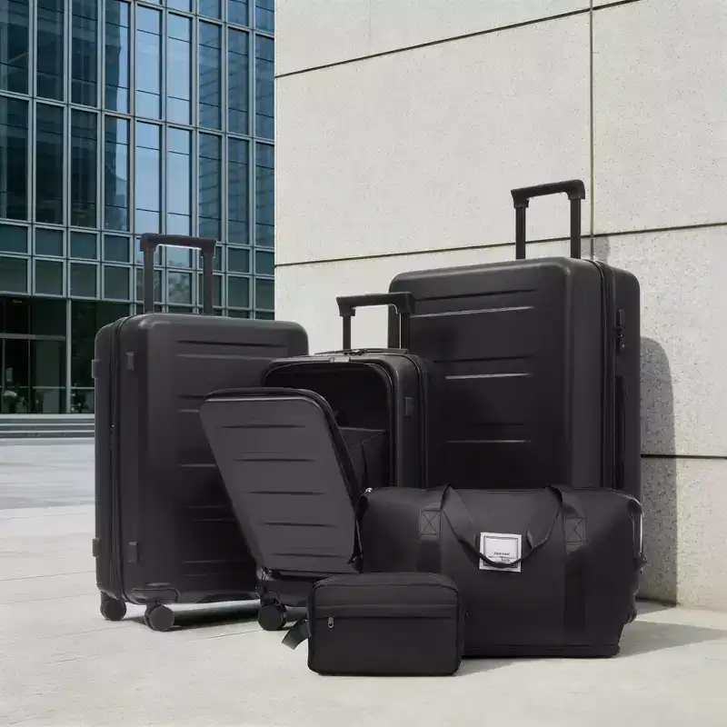 GDFStudio Voyager 5-Piece ABS Luggage Set with Front-Opening Carry-On, TSA Lock and Spinner Wheels
