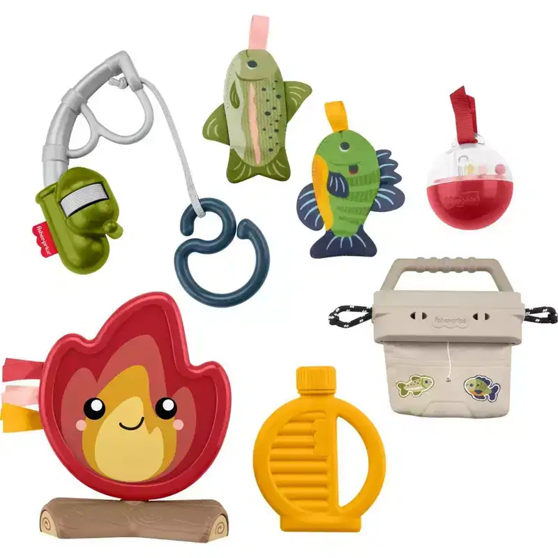 Fisher-Price Mini Me Moments Camp & Crinkle Gift Set, Fishing & Hiking Baby Learning Activity Toys - 7pc