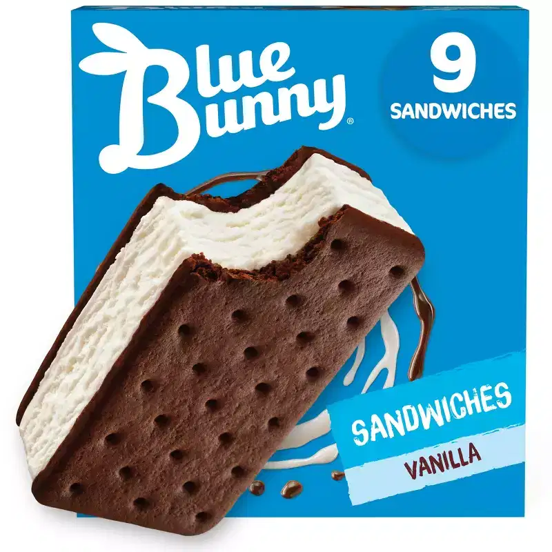 Blue Bunny Frozen Premium Sandwiches Vanilla - 9ct