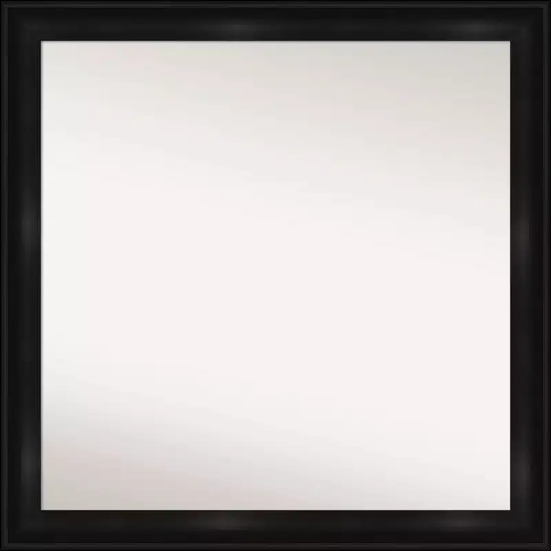 30 x 30 Non-Beveled Grand Black Narrow Wall Mirror - Amanti Art: Modern Square, Polystyrene Frame, Includes Mount Hardware