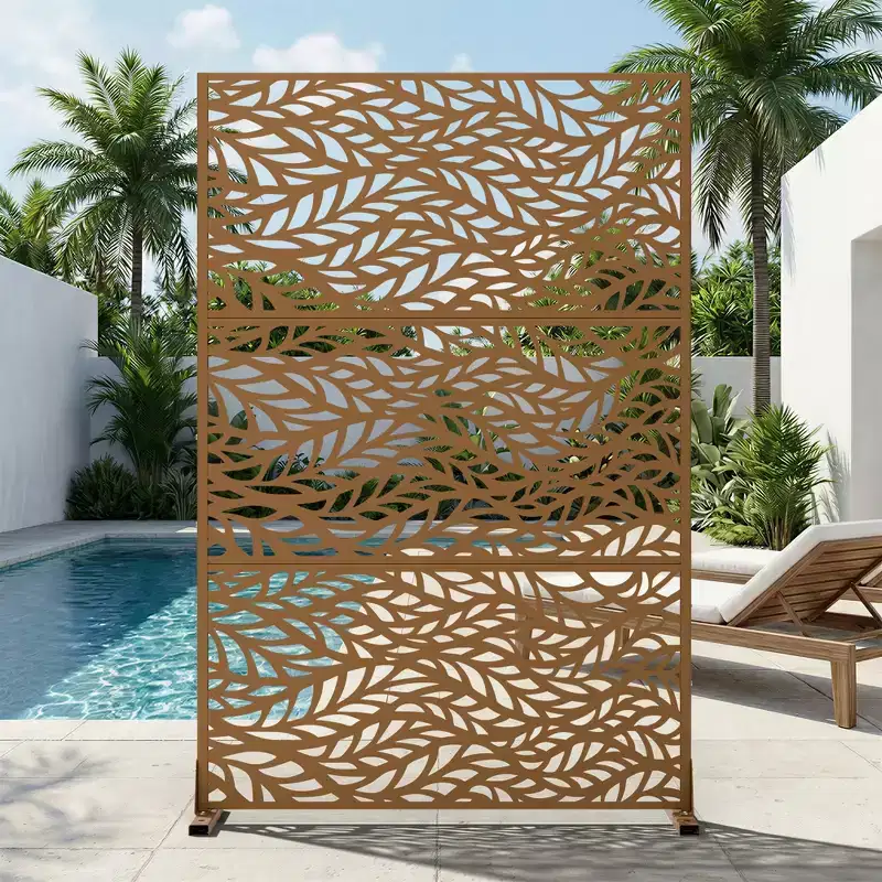 Outdoor Metal Privacy Screen &ndash; Freestanding Fence Panels & Decorative Trellis for Garden, Deck & Yard