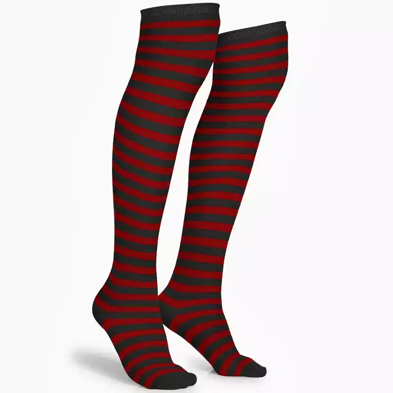 Skeleteen Womens Striped Knee Socks Costume Accessory - Red and Black