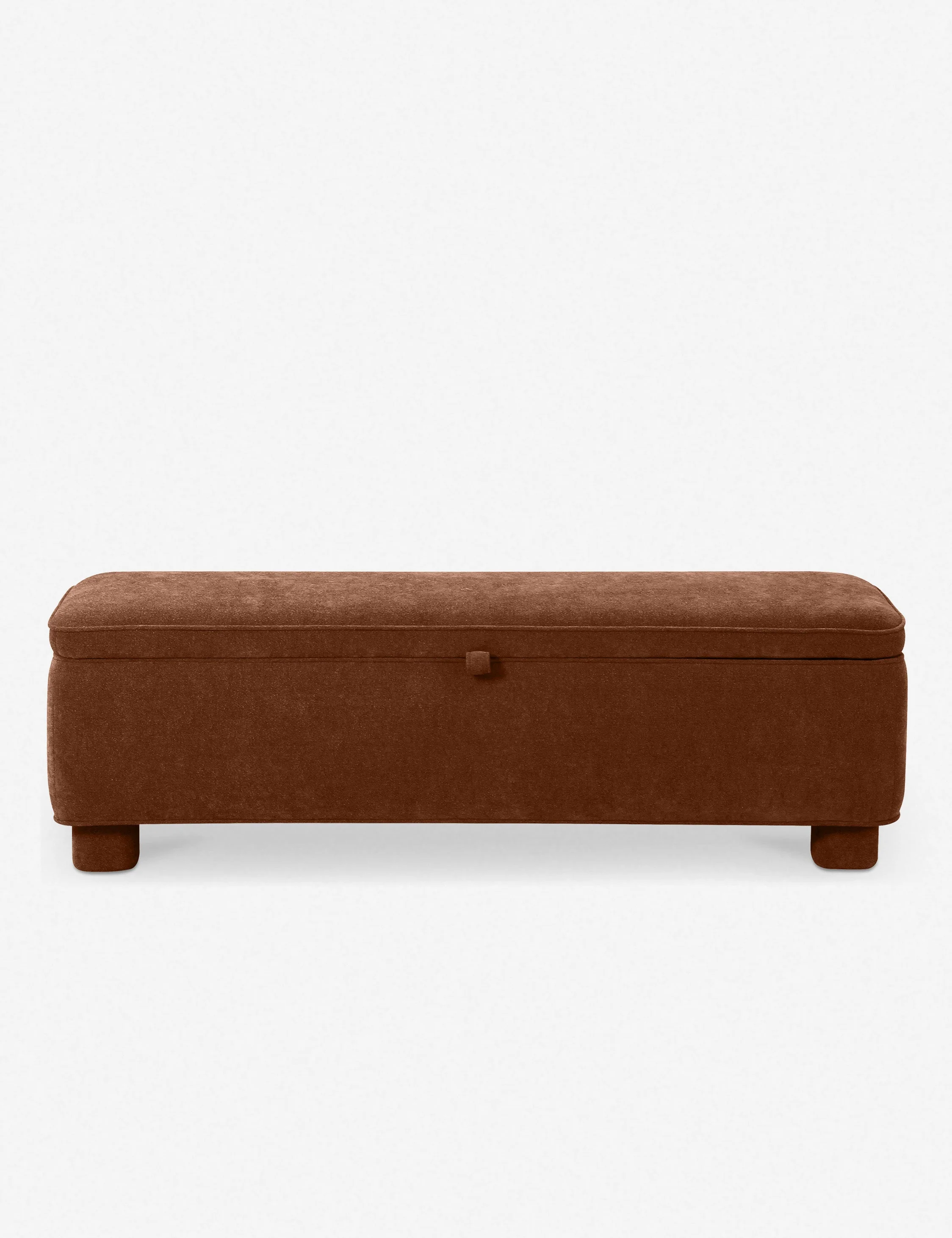 Bench - This upholstered bench is infused with timeless character, featuring inside for linens, pillows, and blankets
