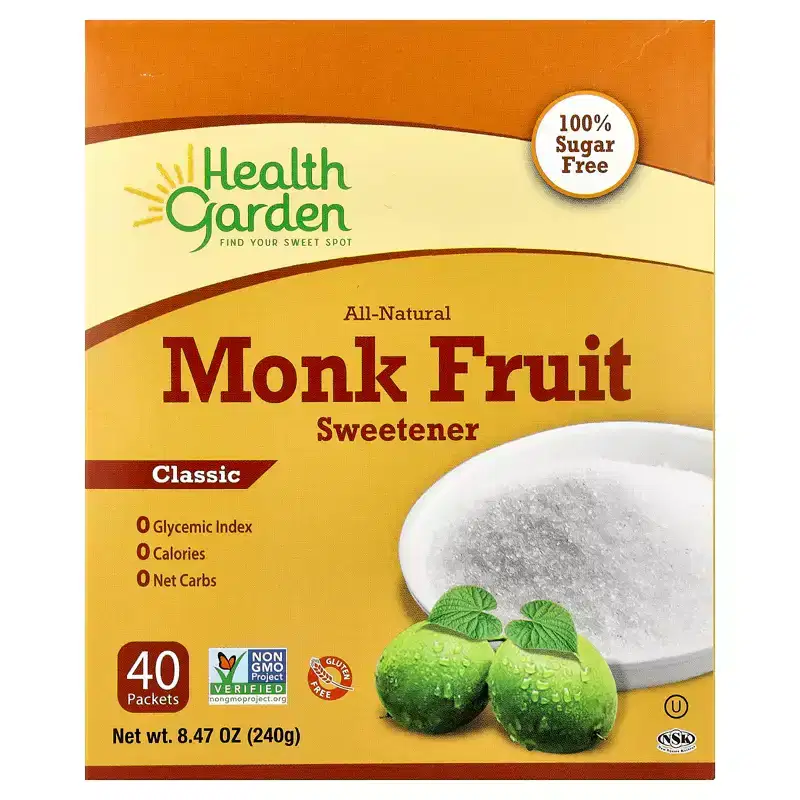 Health Garden All-Natural Monk Fruit Sweetener, Classic, 40 Packets, 0.21 oz (6 g) Each