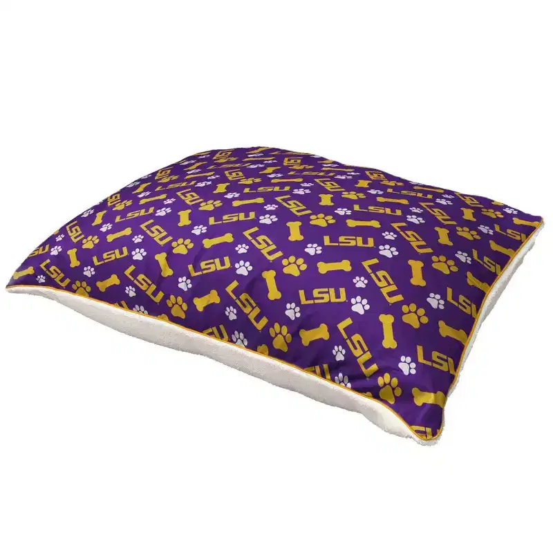 NCAA LSU Tigers Bones Repeat Faux Shearling Pet Bed