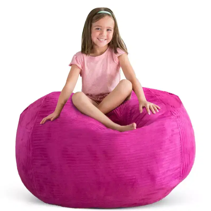 Large 33" Bean Bag Storage Cover for Stuffed Animals & Toys &ndash; Hot Pink Corduroy