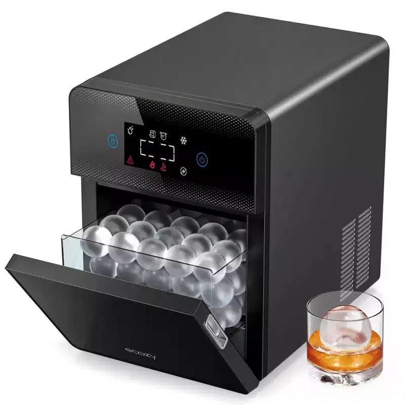 Ecozy Chillio 2 Clear Ice Ball Maker with CrystalFlux Technology, 4 pcs in 40 Mins, 144 pcs/Day, Sphere Ice Maker with Self-Cleaning for Whiskey