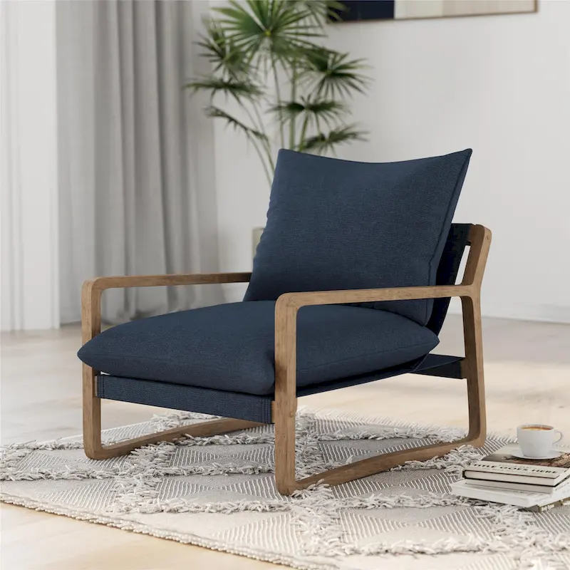 Linen Sling Accent Chair &ndash; Ivory / Navy, Seats 1