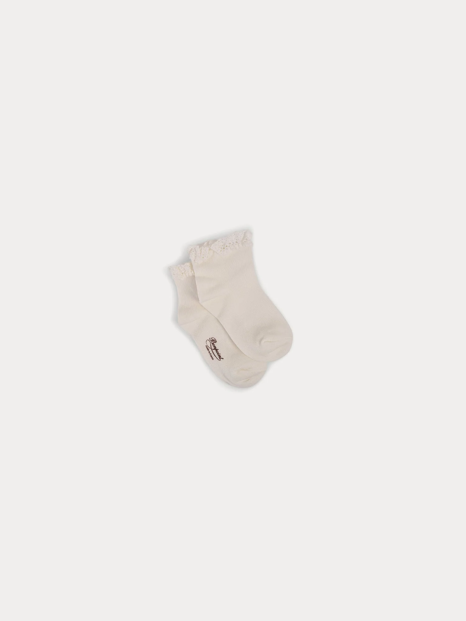 Lace cotton socks in milk-white
