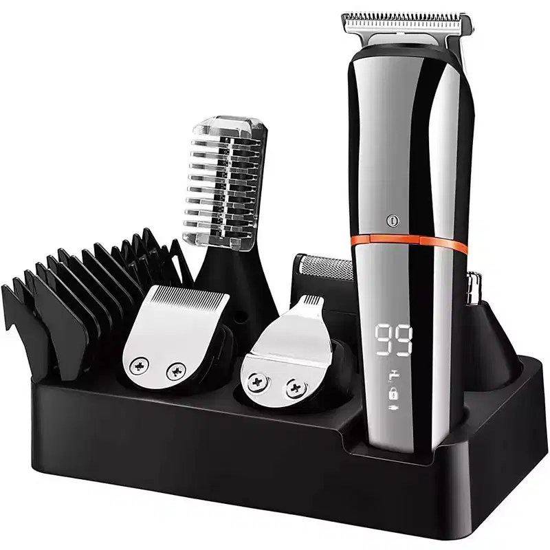 Milex Multi-Function Mens Grooming Kit Cordless Beard Trimmer & Shaver with LCD Display, Washable Blades, Nose/Ear Trimmer & 4 Guide Combs