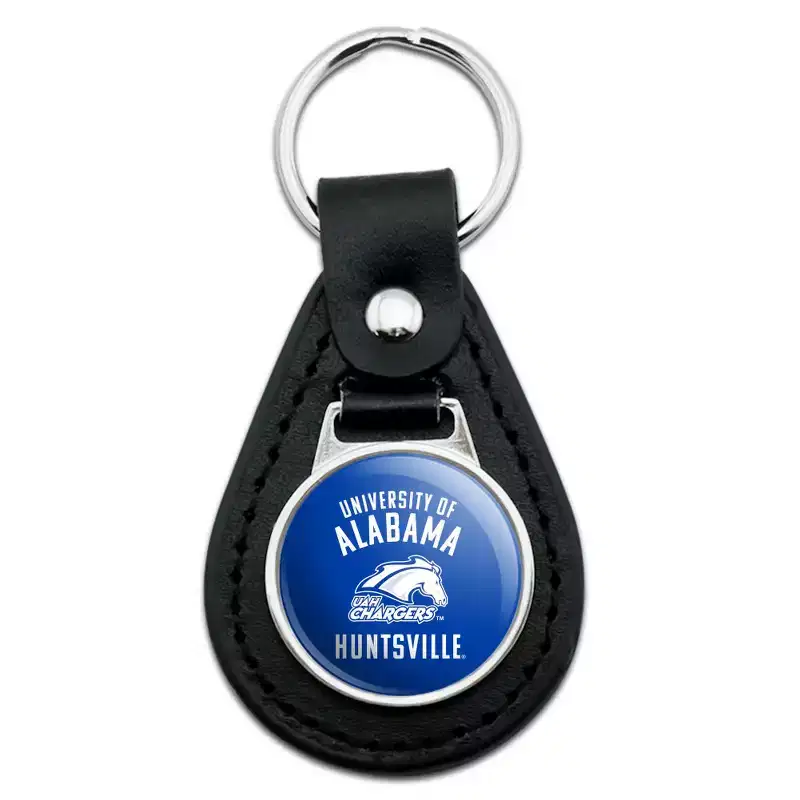 UAH Chargers Black Leather Keychain
