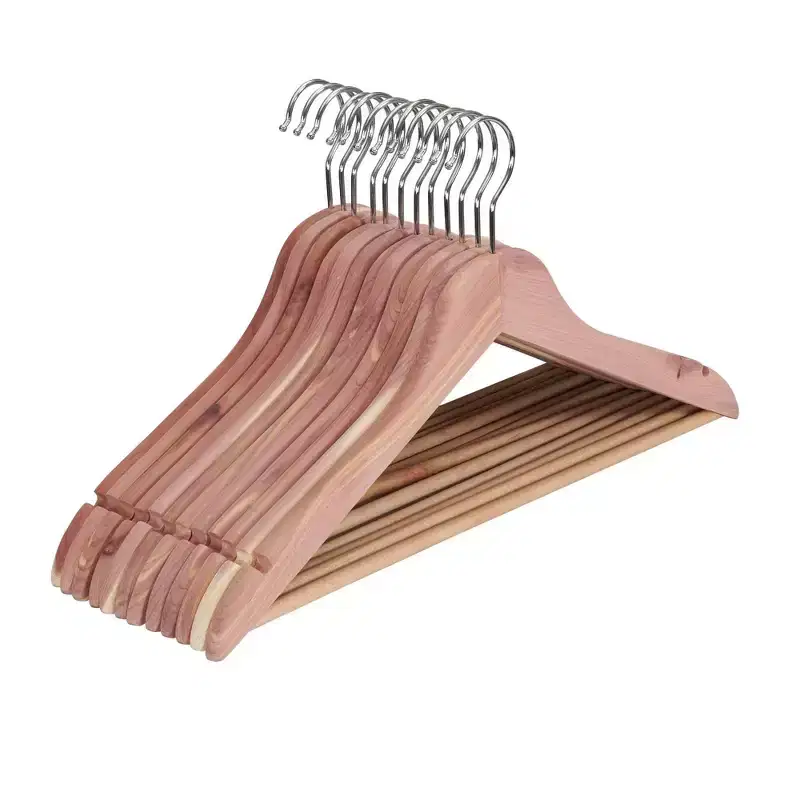 Household Essentials 12ct Slim Cedar Hangers: Natural Wood Clothes Hangers for Camisoles, Coats, Shirts, Dresses