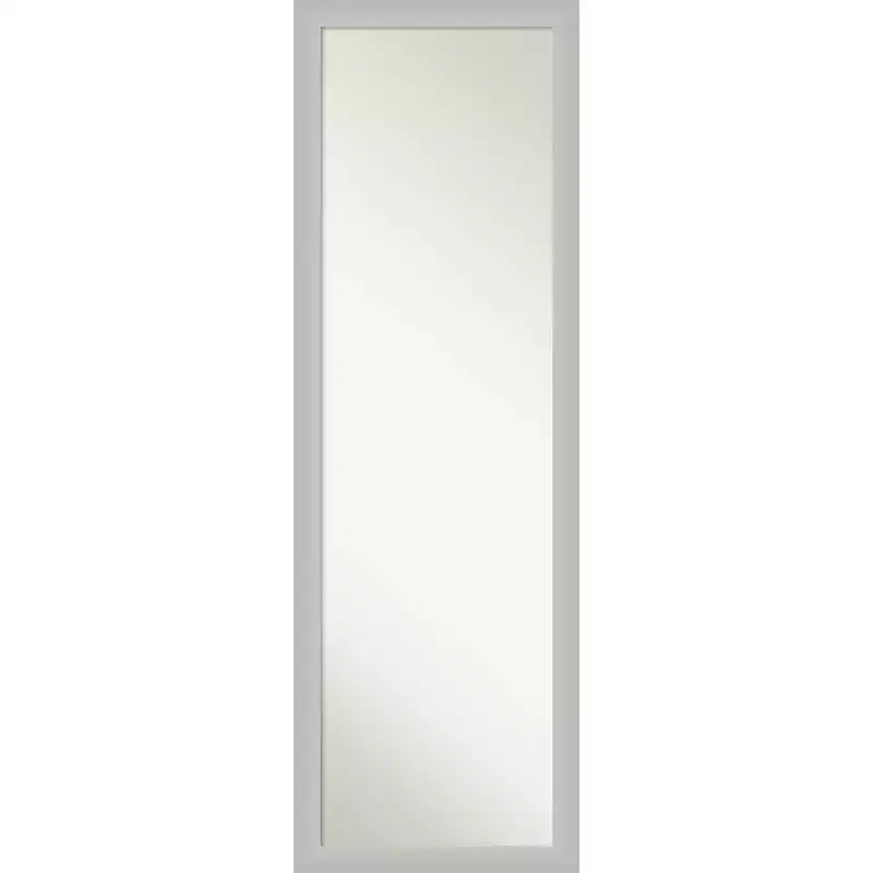 17 x 51 Non-Beveled Low Luster Silver Wood on The Door Mirror - Amanti Art