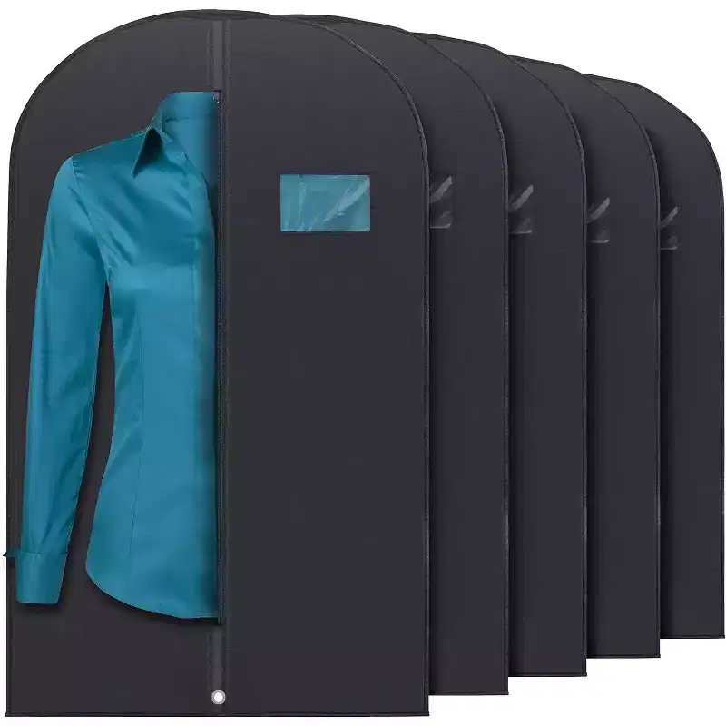 Plixio 40 Black Garment Bags Suit Bag for Travel & Clothing Storage of Dresses, Shirts, Fur Coats, Jackets & Dance Costumes - Hanging Suit Cover