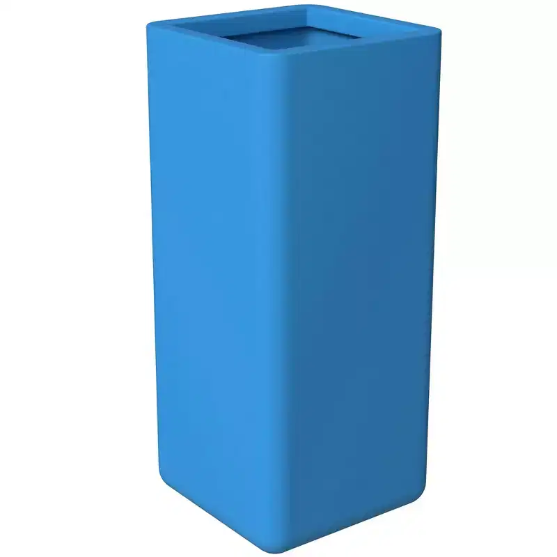 LeisureMod Marquee Tall Blue Fiberstone Planter Pot with Drainage Holes, Weather-Resistant for Indoor/Outdoor Use