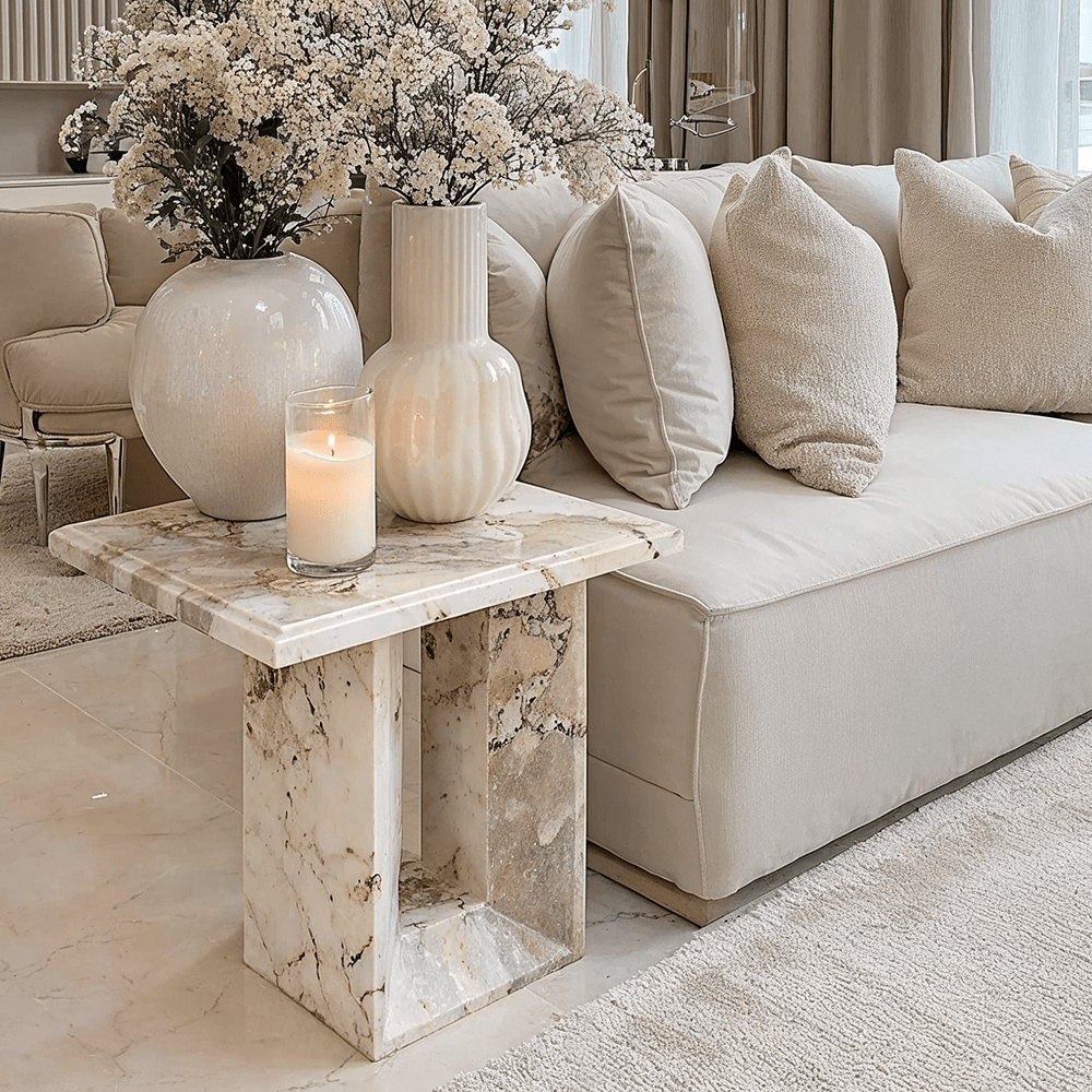 Mocha Marble Side Table