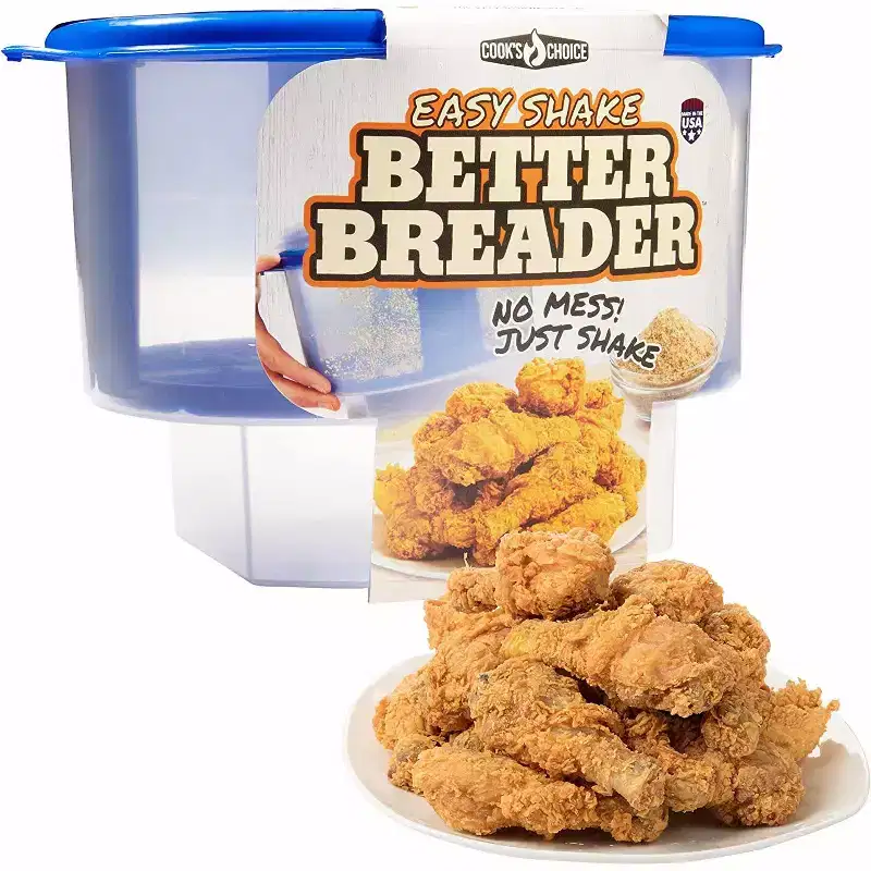 Better Breader Bowl All-in-One Mess-Free Batter Breading Station- Pour in Seasonings Add Meat Fish or Veggies & Shake - Great for Holiday Parties