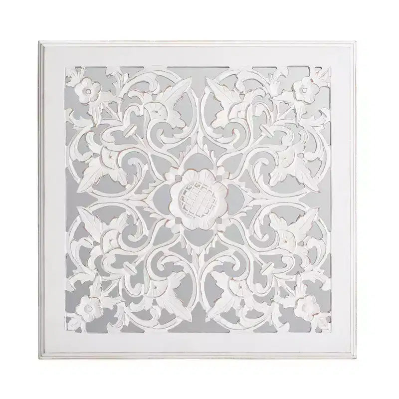 Carved Wall Mirror Medallion White - Brewster