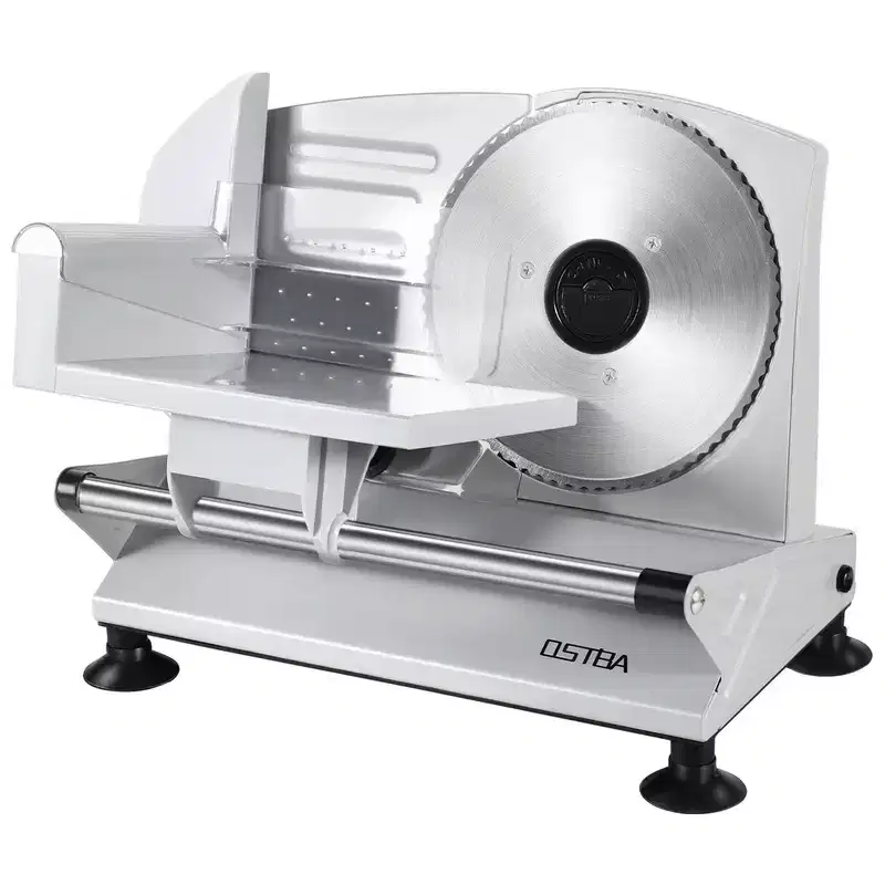 OSTBA Electric Meat Slicer, 150W, 6.7 Removable Stainless Steel Blades, Adjustable 0-15mm Thickness, Easy to Clean, for Meat, Cheese, Bread