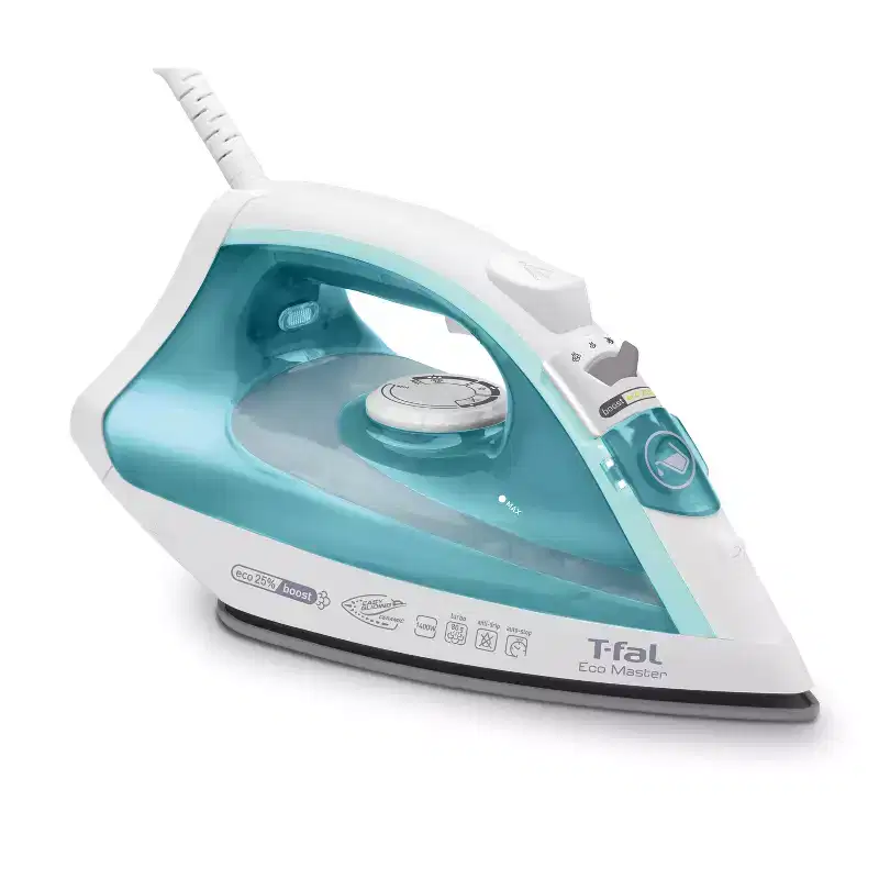 T-fal Ecomaster Steam Iron Eco-Friendly Blue: Ceramic Soleplate, Automatic Shut-Off, 1400W, Anti-Drip, Vertical Steam