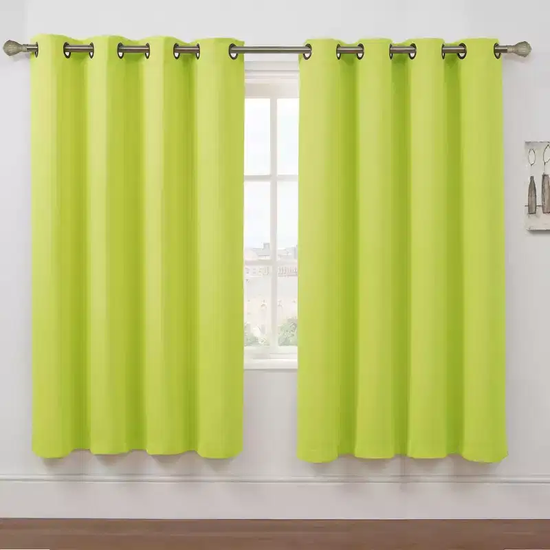 Kate Aurora Set of 2 Thermal Room Darkening Grommet Top Curtains For Small Windows - 63 in. Long - Lime
