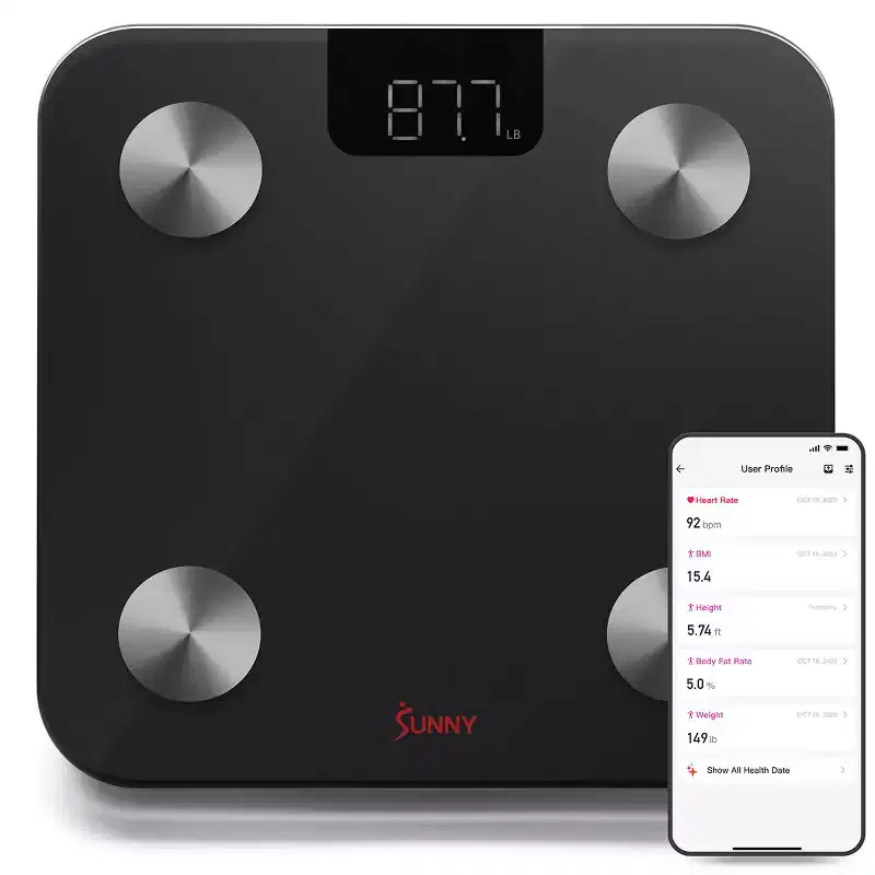 Smart Digital Body Composition Scale with 20 Metrics, Bluetooth Fitness Tracking & SunnyFit App Workouts  Sunny Health & Fitness