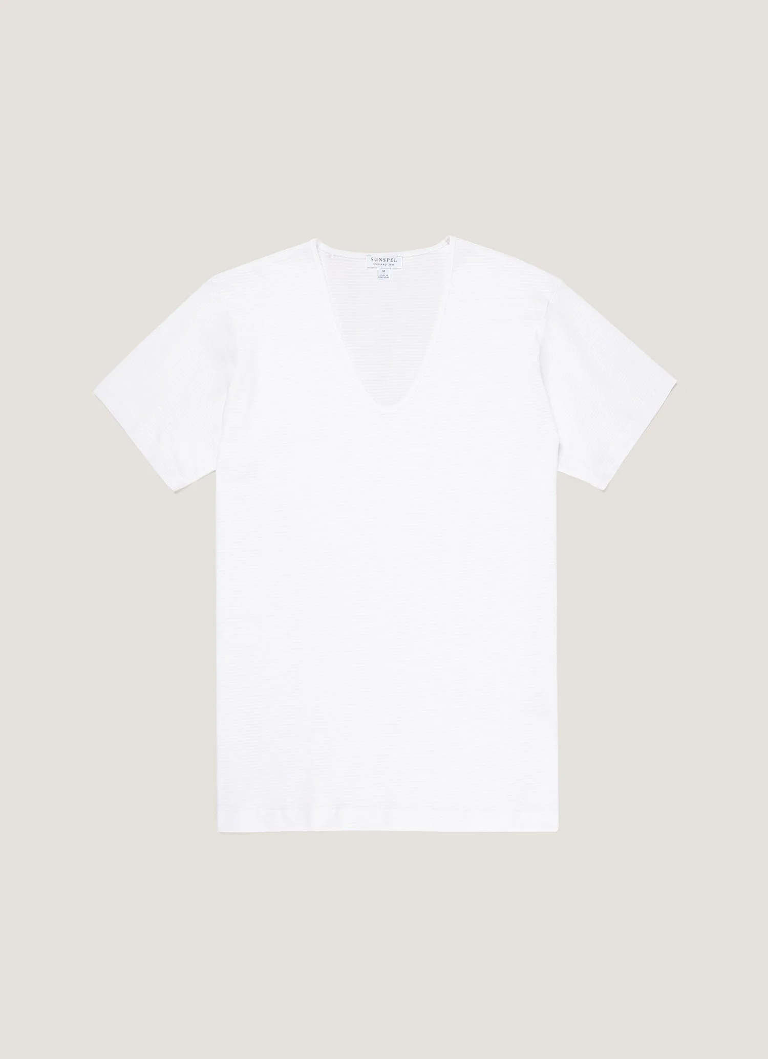 Men's Cellular Cotton V-neck Underwear T-shirt in White