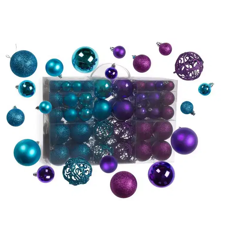 R N' Ds Shatterproof Christmas Ornament Balls - Blue and Purple - 100 Pack