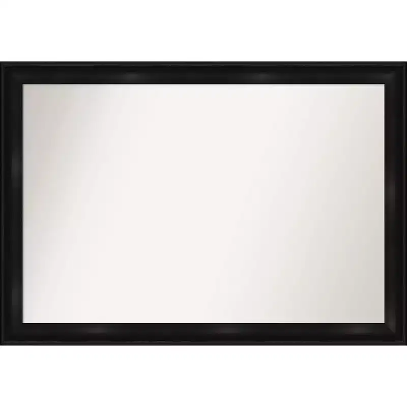 40x28 Non-Beveled Grand Black Narrow Wall Mirror - Amanti Art: Modern Rectangle, Polystyrene Frame