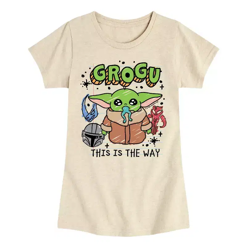 Girls' - The Mandalorian - Grogu Notebook Fitted Short Sleeve Graphic T-Shirt