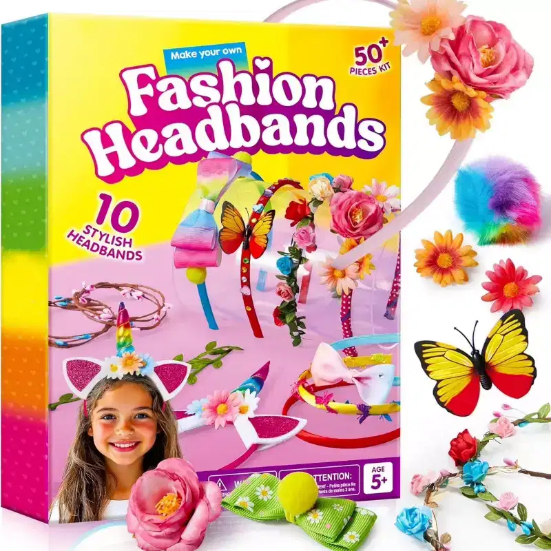 SYNCFUN Headband Making Kit for Girls - Make Your Own Fashion Headbands, Hair Accessories Set, DIY Arts & Crafts, Christmas Birthday Gift for Age 5-12