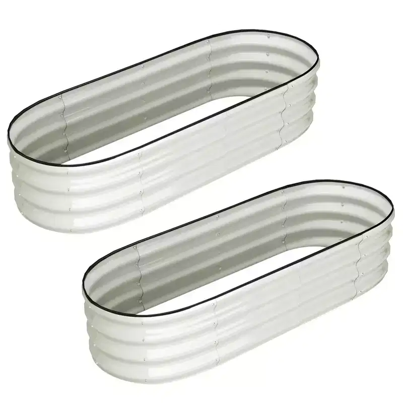2 Pcs Oval Raised Garden Bed, Galvanized Raised Beds,Open-Ended Base Metal Raised Planter Beds,Garden Bed Outdoor,Planter Raised Boxes