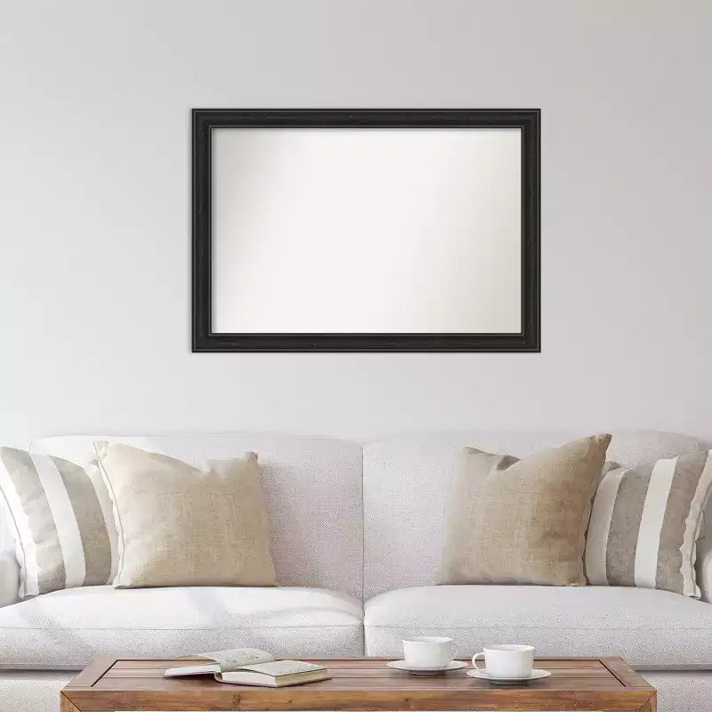 40" x 28" Non-Beveled Black Narrow Wall Mirror, Modern Style