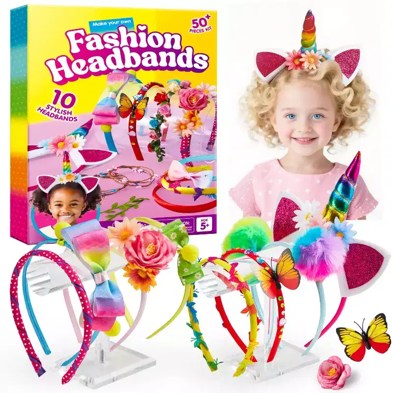 Joyfy Headband Making Kit for Kids, DIY Arts and Crafts, Make Your Own Fashion Hair Accessories Set, Birthday Christmas Gift for Age 5 6 7 8 Girl