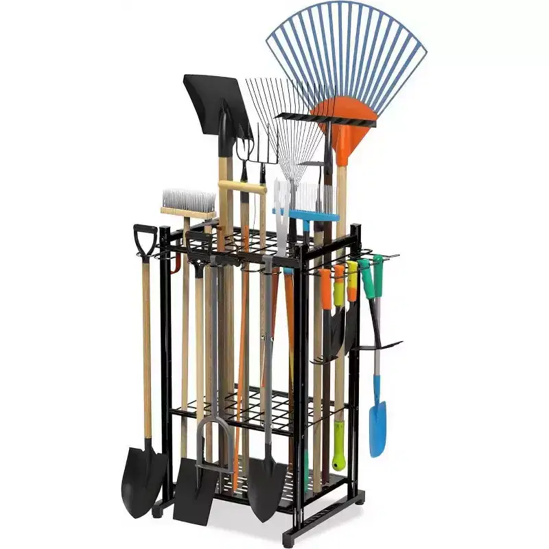 Steel Garden Tool Rack, 2-Tier, Black, For 1&ndash;2 Users