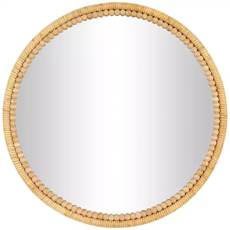 24x24 Wood Wrapped Wall Mirror with Beaded Frame Brown - Olivia & May