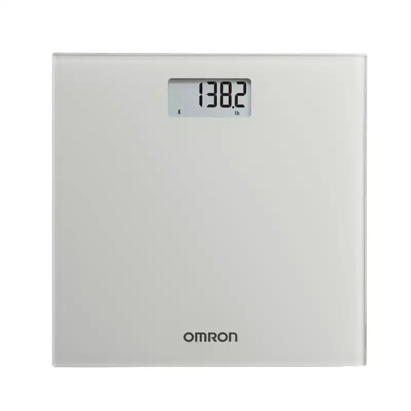 Omron 330-Lb. Capacity Digital Bathroom Scale with Bluetooth, LED Display, Omron App, FSA/HSA Eligible, Tempered Glass