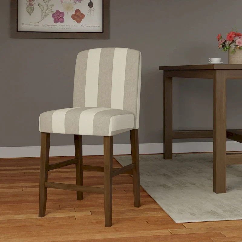 24" Counter Stool with Curved Back, Upholstered Seat, Kitchen Bar Stool
