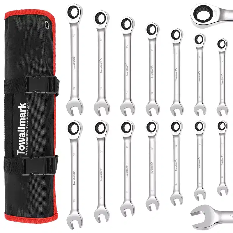 COZONY 12Piece FlexHead Ratcheting Wrench Set, Metric 819mm 72Tooth CrV Steel with Storage Bag for Car Bike Home Repair