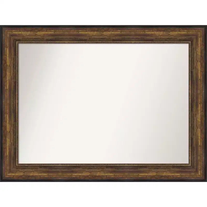 46 x 35 Non-Beveled Ballroom Bronze Wall Mirror - Amanti Art: Modern Rectangular, Polystyrene Frame, Includes Mounting Hardware