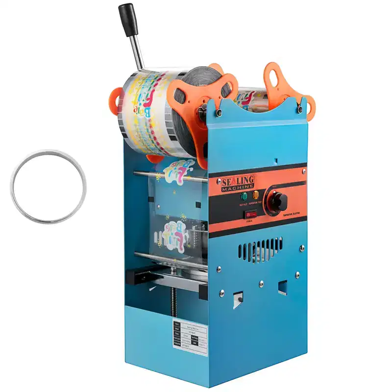 VEVOR Manual Tea Cup Sealer Machine, 300-500 Cup/h Manual Boba Tea Sealer Machine, 90/95mm Cup Diameter Cup Sealing Machine, Blue