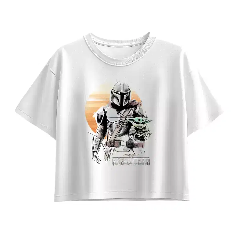 Girls' - The Mandalorian - Mando Marker Drawing Short Sleeve Boxy Graphic T-Shirt