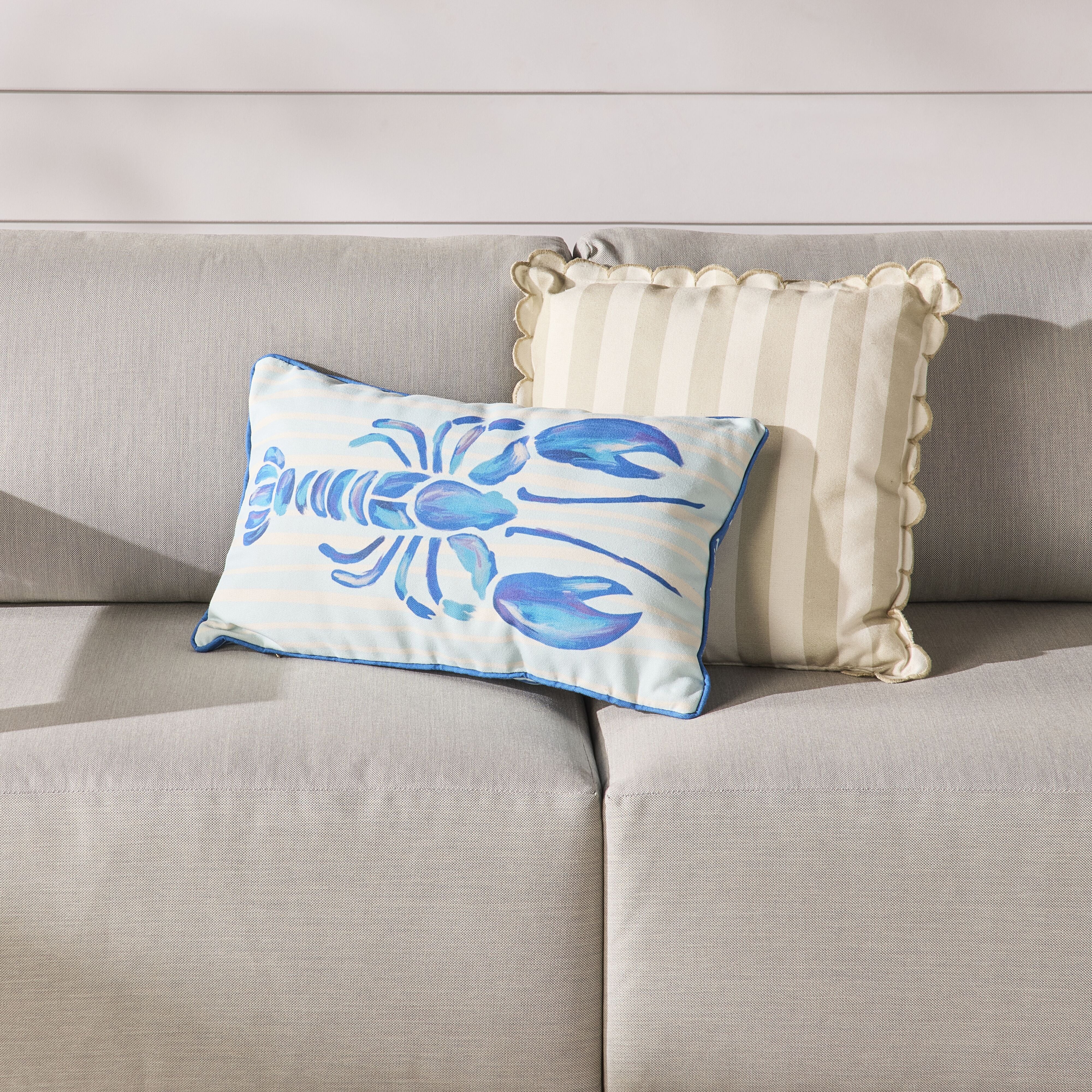 Swimming Lobster Reversible Outdoor Cushion 35x55cm