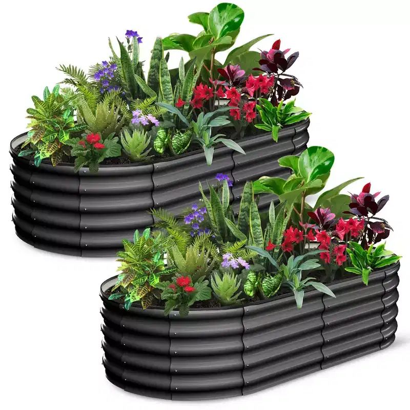 8x2x1ft Galvanized Raised Garden Beds, Large Raised Beds for Gardening, Outdoor Planter Outdoor for Vegetables, Flowers, Fruits