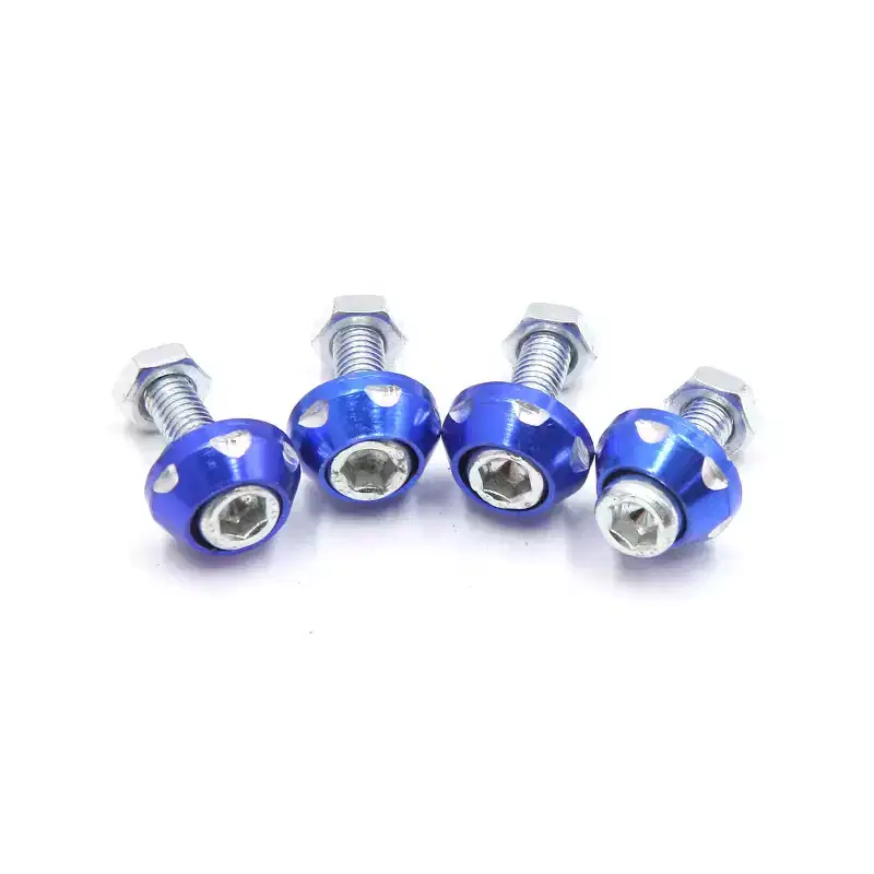 Unique Bargains Aluminum Alloy Decorative Car Motorcycle License Plate Bolt Screw 4 Pcs