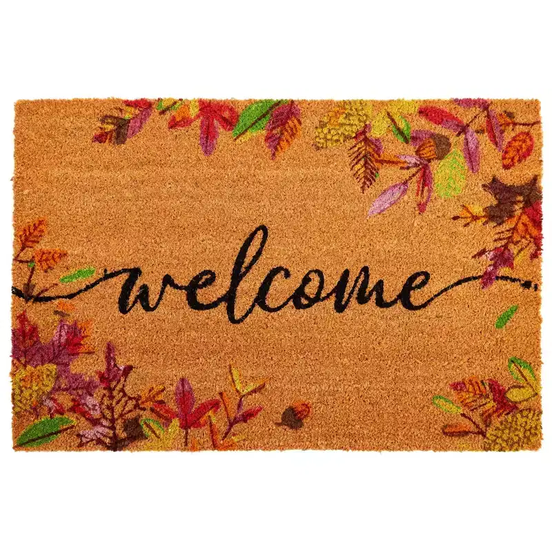Juvale Autumn Leaves Doormat for Thanksgiving, Coir Welcome Door Mat for Fall Decor, 36L x 24W